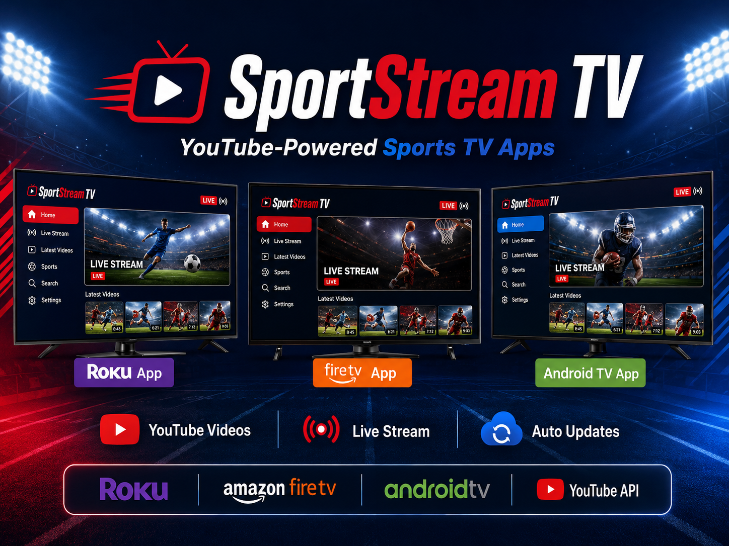 SportStream TV - YouTube-Powered Sports TV Apps